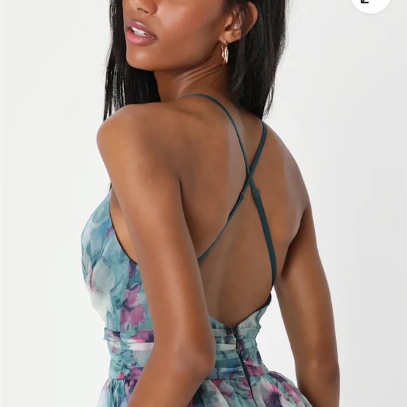 Lulu's Teal & Purple Floral Maxi Dress - Picture 4 of 4